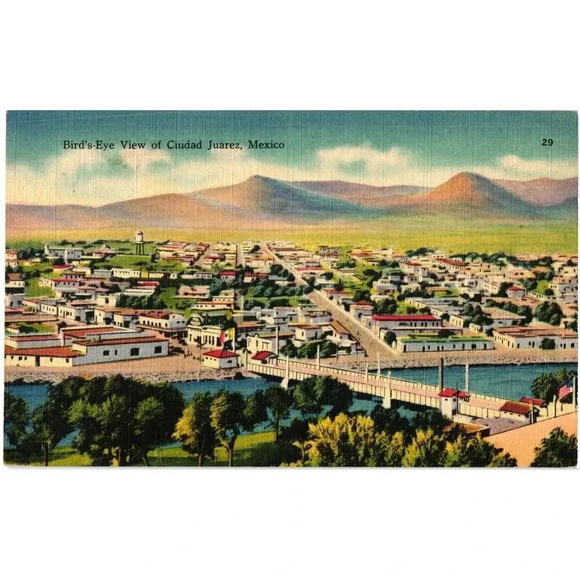 Bird's-Eye View of Ciudad Juarez, Mexico Postcard - Picture 1 of 2